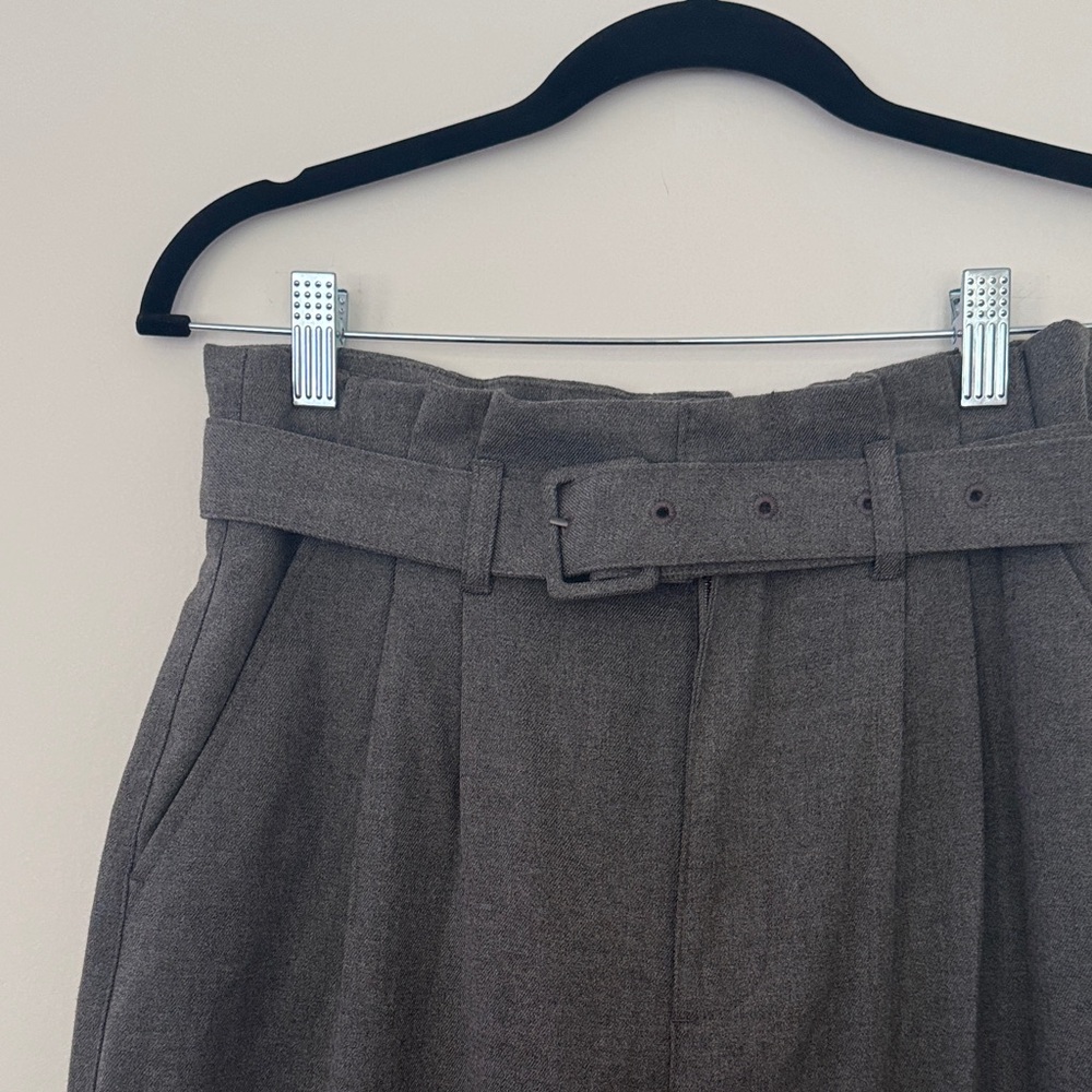 Abercrombie & Fitch Gray High-Waist Belted Trousers